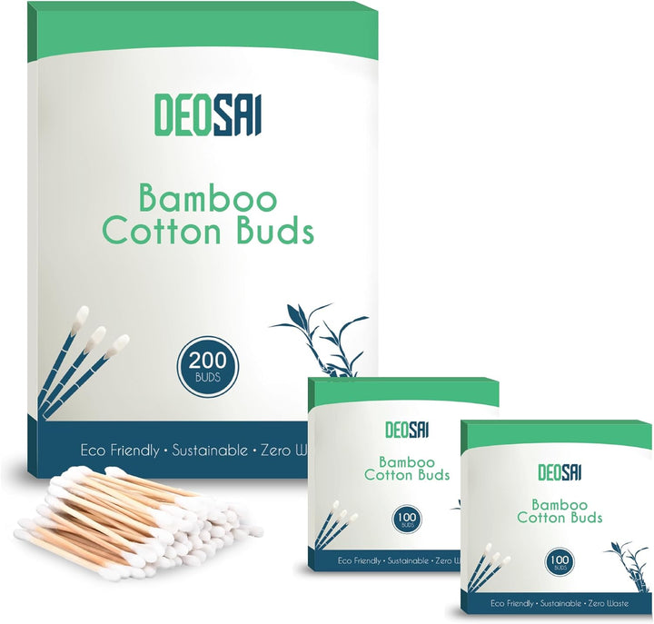 600 Premium Bamboo Cotton Buds, 100% Biodegradable and Plastic Free Ear Buds Cotton, Great Alternative to Plastic Cotton Buds, Swabs and Earbuds (600 Count)