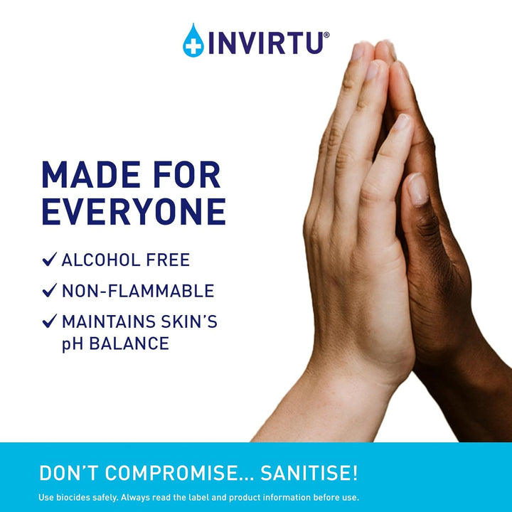 INVIRTU Alcohol Free Antibacterial Hand Sanitiser Foam (100Ml) - Kills 99.9% of Bacteria & Viruses - Great Hand Sanitiser for Travel & Festivals – Non-Scented Disinfectant - Kind to Skin