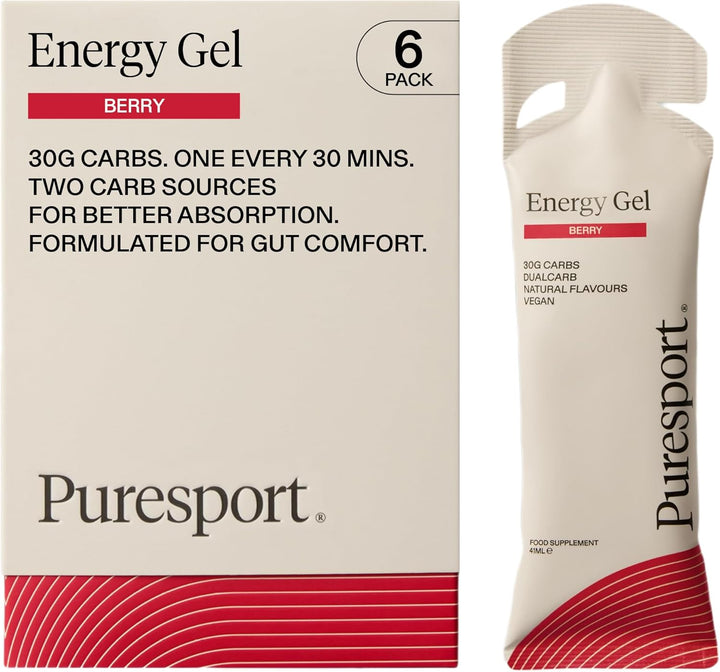 Energy Gels (Berry/6 Pack) | Fast-Release 30G Dualcarb Running Gels | Gentle on Stomach, Natural Flavours & Vegan | Simple Fuelling Energy Gel for Running, Recovery & Endurance Sports