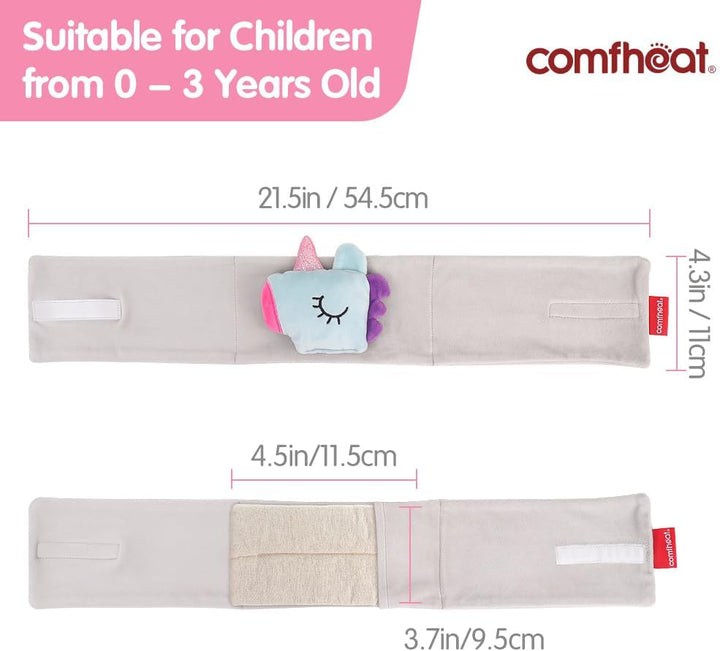 Colic Relief for Babies Belt, Flaxseed Heated Tummy Wrap, Baby Belly Wrap Swaddling Belt with Soothing Warmth, Natural Relief for Upset Stomach in Babies and Toddlers, 0-3 Years (Unicorn)