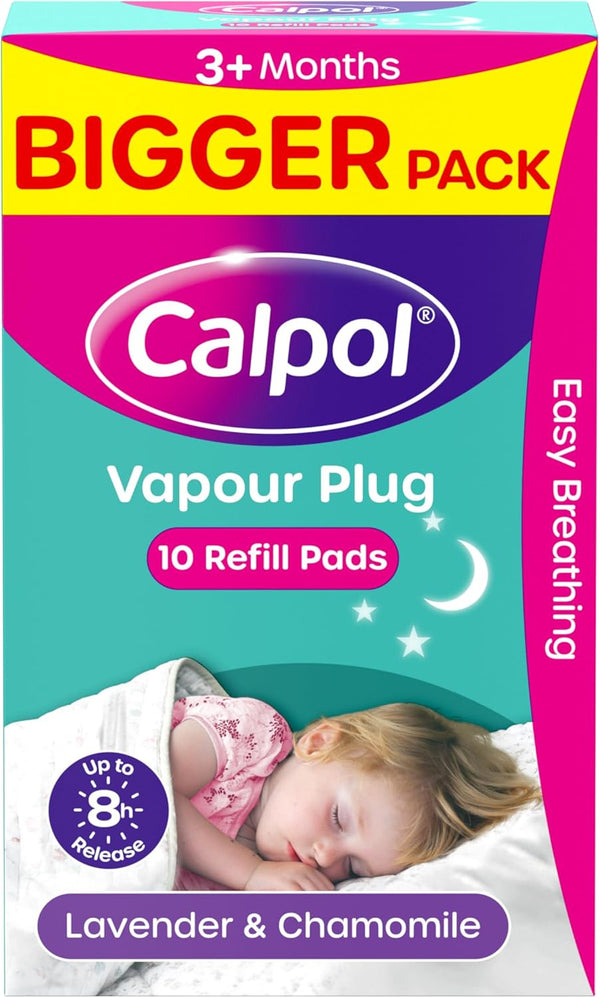 Vapour Plug Refills XL 10 Count (Pack of 1), Lavender & Chamomile, Helps with Clear and Easy Breathing, Vapour Plug in & Nightlight Refill Pads for Soothing 8 Hour Night-Time, 3+ Months