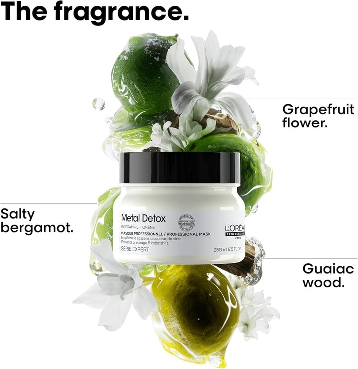 L’Oréal Professionnel Metal Detox Hair Mask 250Ml, Prevent Breakage & Colour Fade from Hard Water, Moisturising Conditioner Treatment for Smooth, Shiny Hair, Prevent Damaged Hair