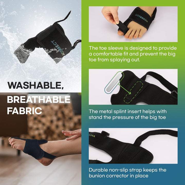 Day-Night Support Bunion Corrector – Orthopedic Bunion Splint – Big Toe Straightener – Non-Surgical Hallux Valgus Correction for Women and Men (6-Piece Kit)