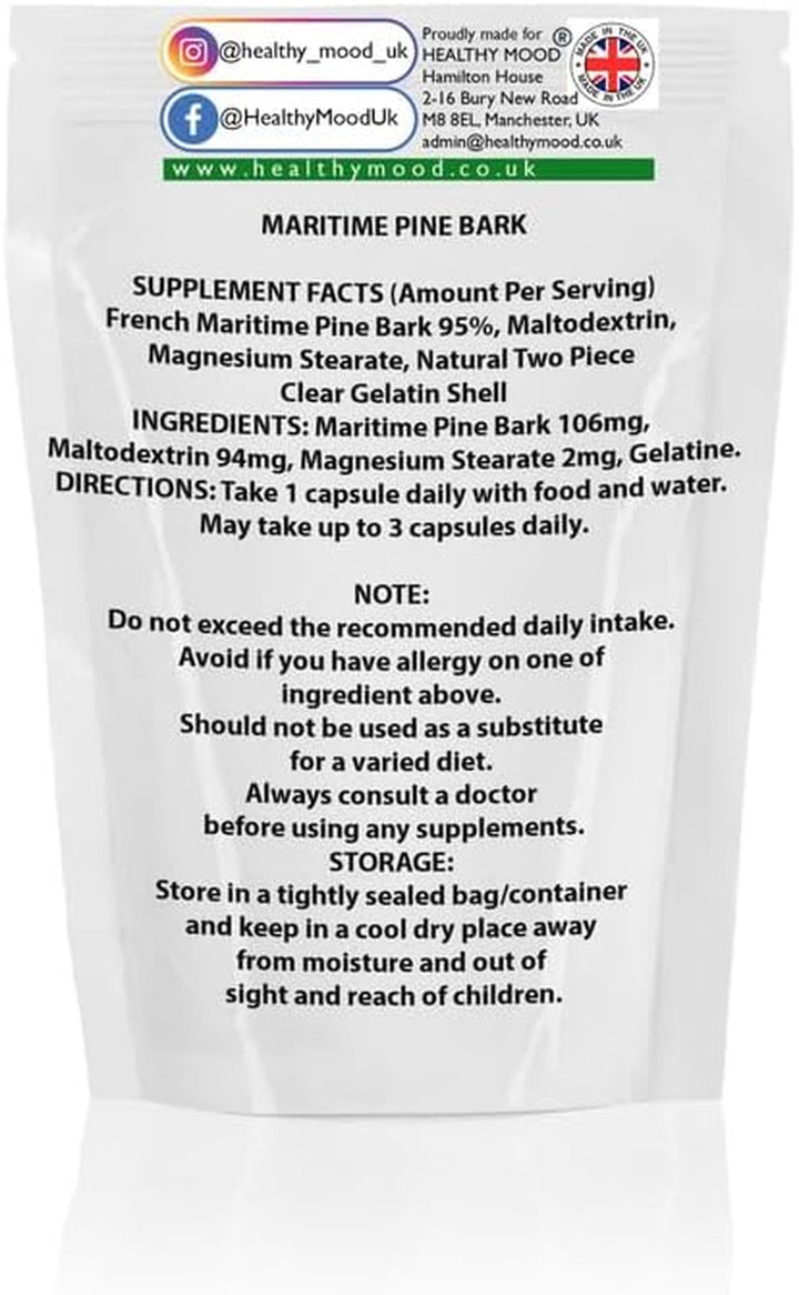 Maritime Pine Bark 100Mg Veg Capsules – Antioxidant Supplement for Circulation, Skin Health, and Immune Support