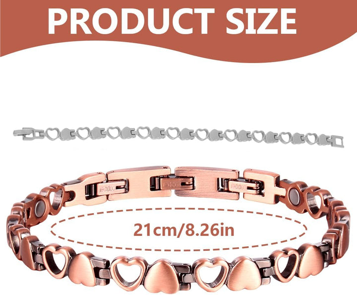 2 PCS Magnetic Bracelets for Women, Copper Bracelet, Silver + Copper