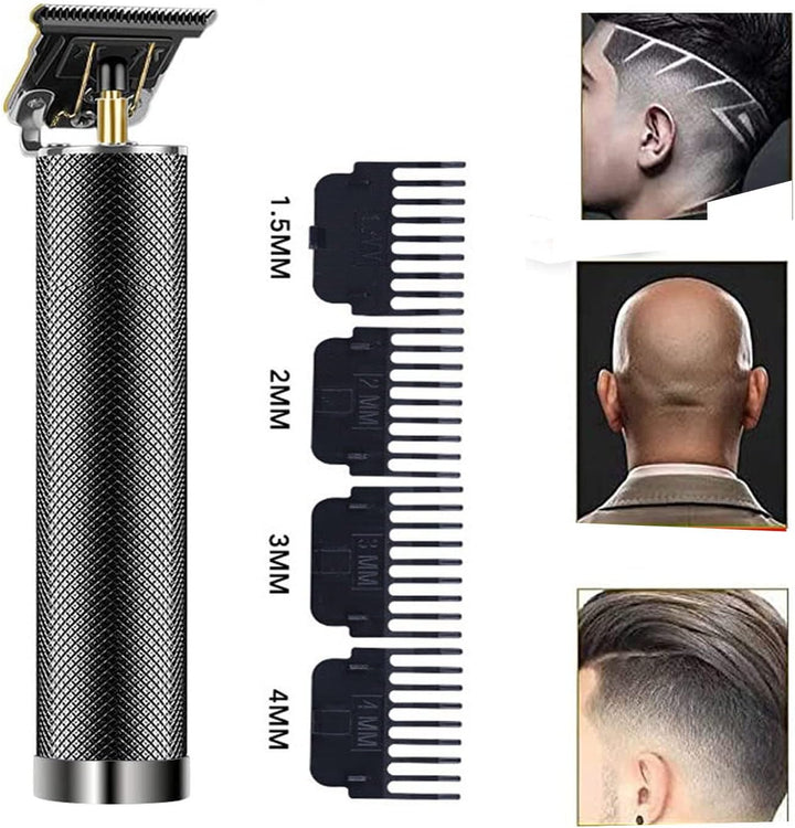 Professional Hair Clipper T-Blade Trimmer for Men, Cordless Clippers & Grooming Kit (Black)
