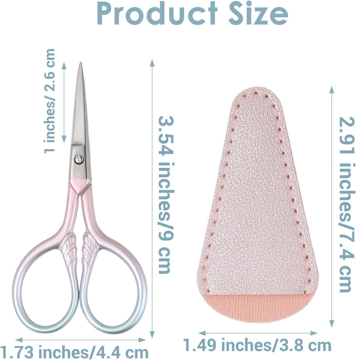 Facial Hair Small Grooming Scissors for Men Women, 3.5Inch Small Precision Scissors, Safety Scissor with PU Sheath for Facial Hair, Eyebrow, Eyelash, Beard, Moustache