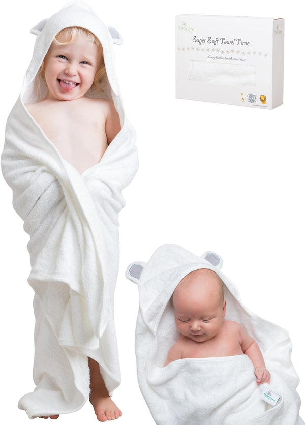 Luxury Hooded Towels for Kids Extra Large 90X90Cm, Newborn Baby Bath Towel or Older Kids Poncho Towel, Thick Soft Absorbent Bamboo, Gift Boxed for Baby Shower. British Seller