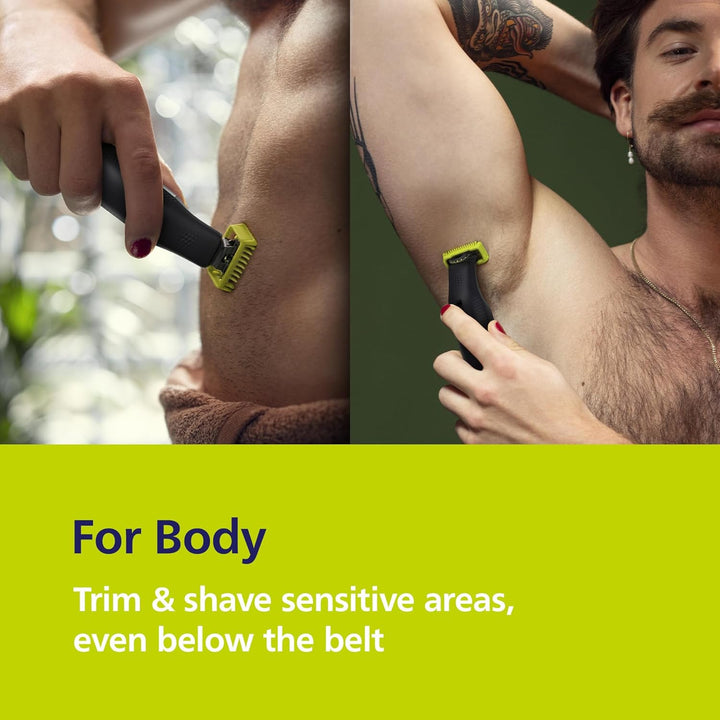 Oneblade Pro 360 Authentic Face & Body Electric Beard Trimmer, Shaver and Bodygroomer, 3X 360 Blade, 1X 20-Length Comb, 1X Body Kit, 1X Charging Stand, 1X Travel Case, QP6652/35