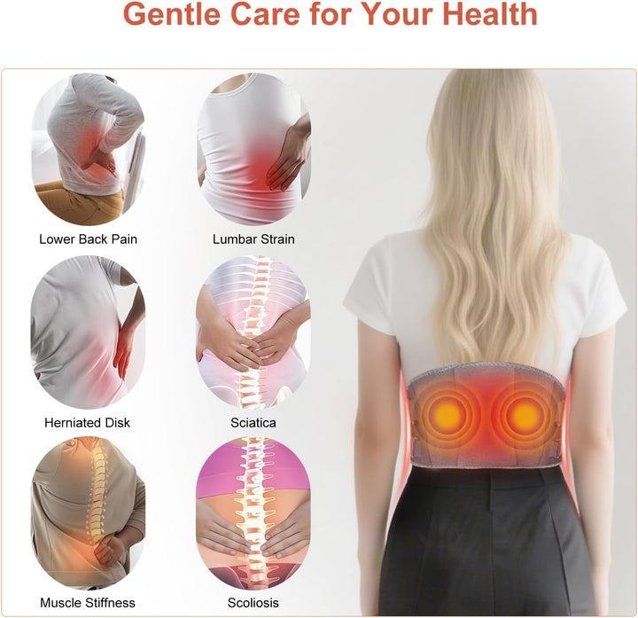 Christmas Gifts for Women Men - Cordless Heating Pad for Back Pain Relief,Gifts for Him/Her/Mum/Dad, Portable Lower Back Massager,Electric Heat Pad,3 Heat Levels 3 Vibration