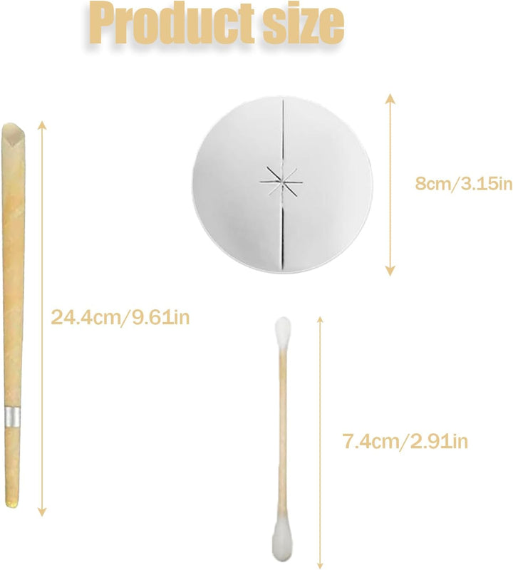 25 Piece Set of Natural Beeswax Ear Candles, Beeswax Ear Candles Kit, Beeswax Ear Candles for Blocked Ears with 5 Protective Disks+10 Cotton Swab for Health Care of Blocked Ears (Yellow)