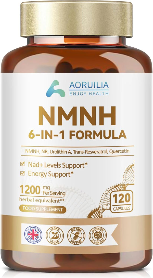 NMNH Supplement 1200Mg, 6 in 1 NAD Alternative & Trans-Resveratrol Superior Antioxidant Blend with Max Absorption for NAD+ Booster & Energy Support, 120 Capsules