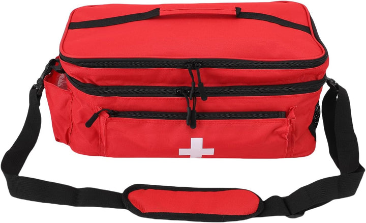 Nylon Double Layer Medication Carrying Case for Large Emergency Supplies with Functional Pockets