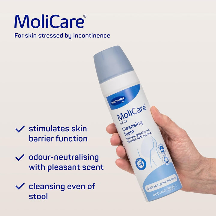 Skin Cleansing Foam – Quick & Gentle No-Rinse Genital & Perineal Cleanser for Incontinence Stressed Skin | Ph Balanced, Odour Neutralising, Gentle | 400Ml
