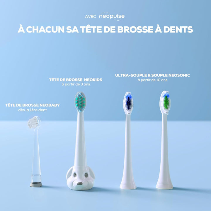 ® - Pack of 2 Ultra-Soft Nylon Brush Heads Refills - NEOBABY® Sonic Electric Toothbrush for Babies - from 0 to 3 Years Old - Suitable for Babies