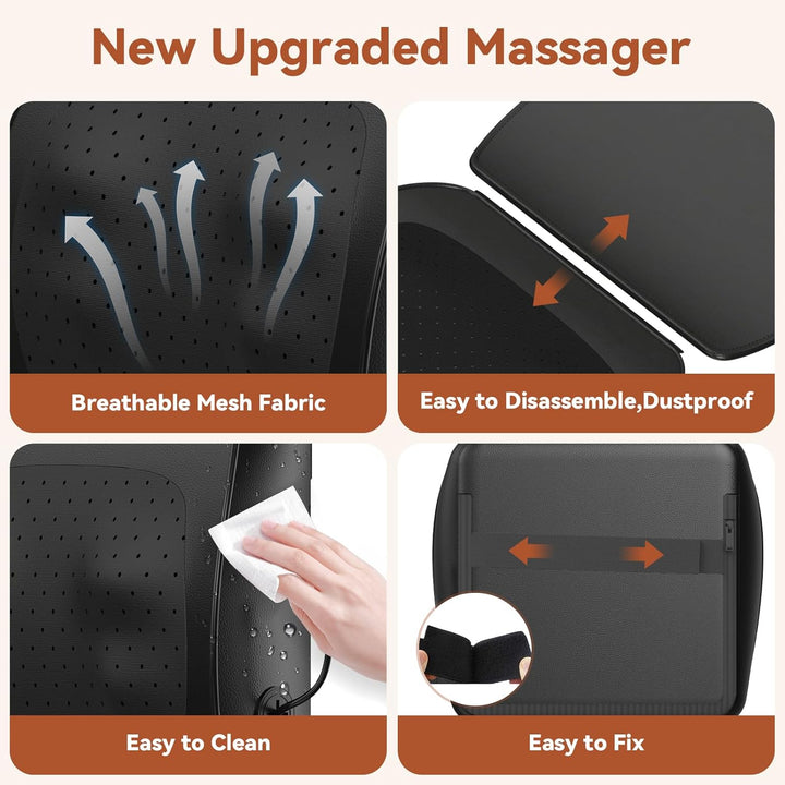 Back Massager,  Neck and Back Massager with Heat, Deep Tissue 3D Kneading Shiatsu Massage Pillow for Body, Shoulder, Foot and Leg, Gift for Women and Men - Remote Control