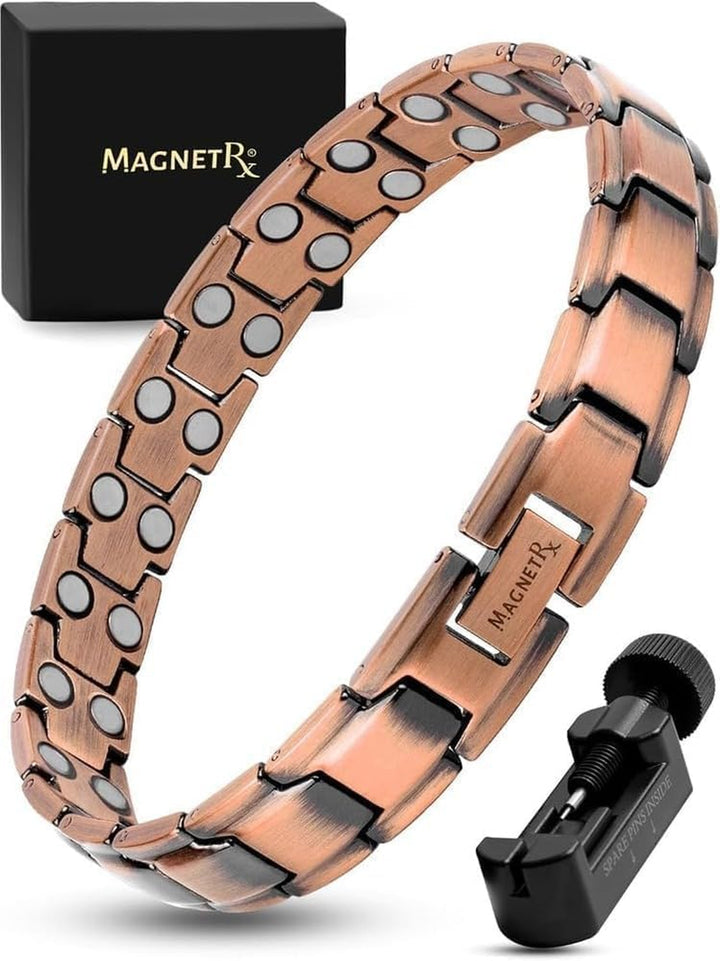 ® Magnetic Copper Bracelet for Men - Ellipsemax 5X Strength 5,000 Gauss Magnets - Designed in USA & Patent Approved - Premium Mens Copper Bracelet with Adjustable Length