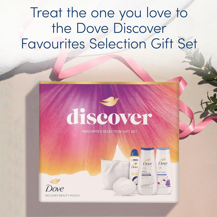 Discover Favourites Selection Gift Set with Two Body Washes, an Anti-Perspirant, a Beauty Bar and a Beauty Pouch Perfect Gifts for Her 4 Piece