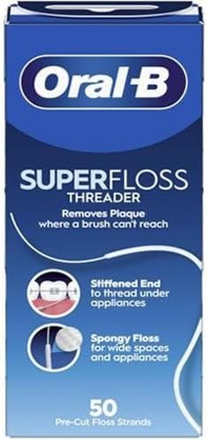 3 X Super Waxed Dental Floss 50 Strands Braces Bridge Wide Space Oral Teeth