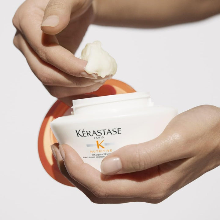 Kérastase Nutritive, Deep Nutrition Soft Mask for Very Dry and Damaged Fine to Medium Hair, Enriched with Niacinamide and Plant-Based Proteins, Conditions and Adds Softness and Shine, Masquintense