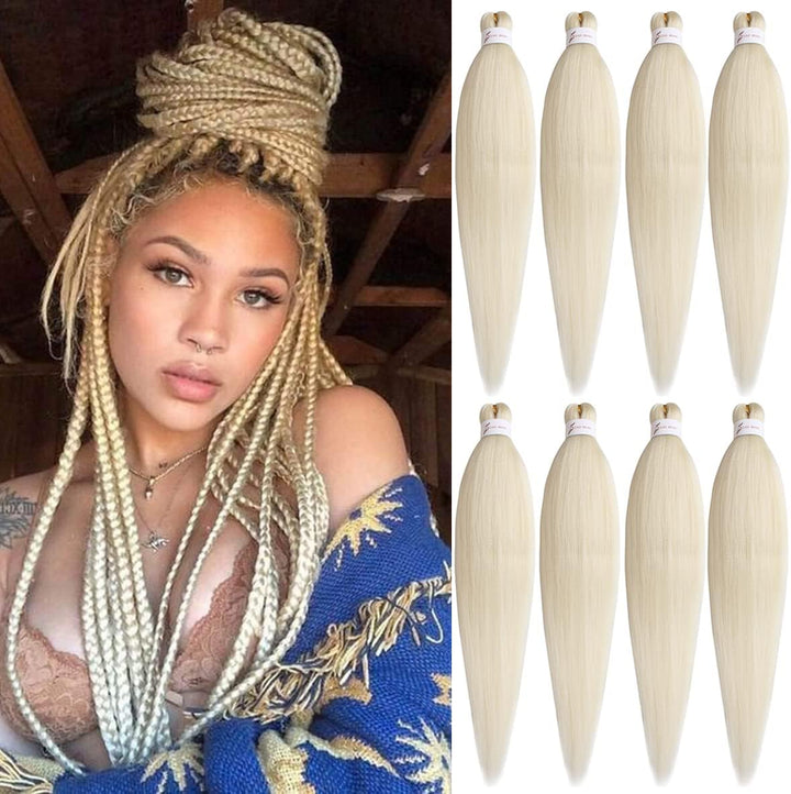 3 Packs Pre Stretched Braiding Hair Extension Yaki Texture EZ Braids Hair for Coi Leray Braids Black Braiding Crochet Hair Extensions /30 Inch 1B#