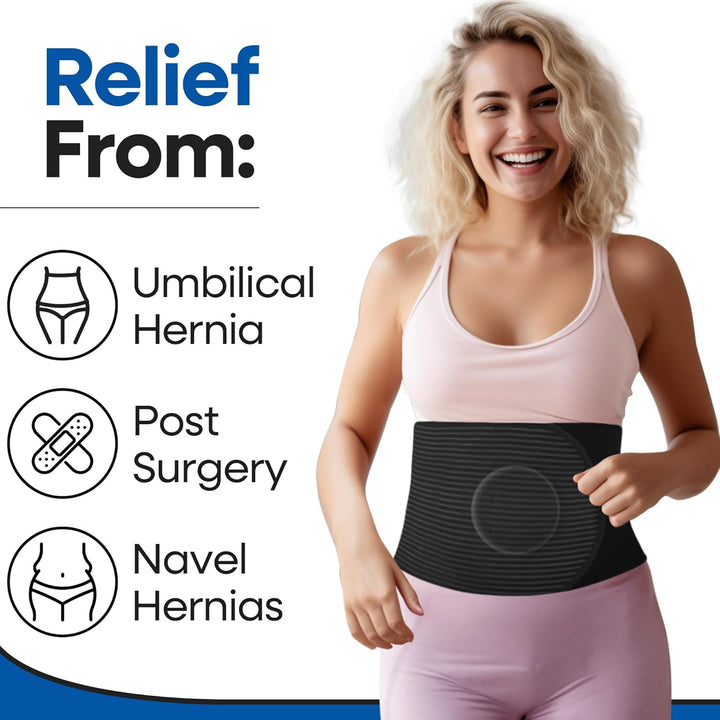 Hernia Belt for Men or Women | C Section Belly Binder & Abdominal Binder | Post Surgery & Pregnancy Tummy Tuck | Hysterectomy, Umbilical Hernia | Postpartum Belly Band & Belly Wrap | (L/XL) 29" - 49"