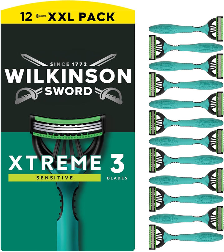 Xtreme 3 Sensitive Men'S Disposable Razors, Great Addition to Wash Bags for Men'S Grooming, Great Shavers for Routine Shaving, 8 Pack