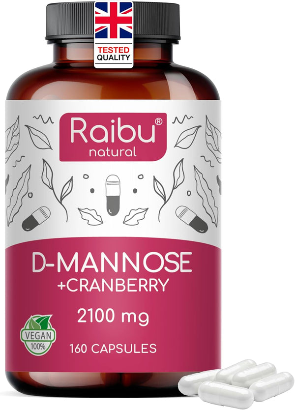 D Mannose 2100 Mg Complex - High Strength D- Mannose with Cranberry & Vitamin C for Urinary Tract & Bladder Health - 160 Capsules,
