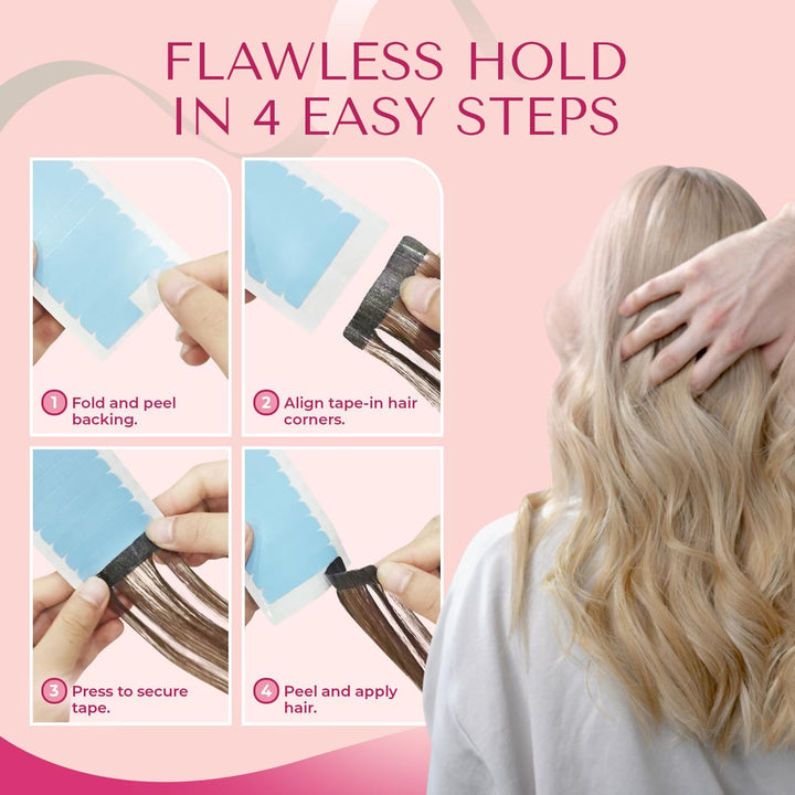144 Pcs Hair Extension Tapes Double Sided Ultra Hold - Tape Hair Extensions, Tape Extensions Hair Tape, Hair Tapes, Tape-In Extension Retape, 4 X 0.8Cm Pre Cut Tabs