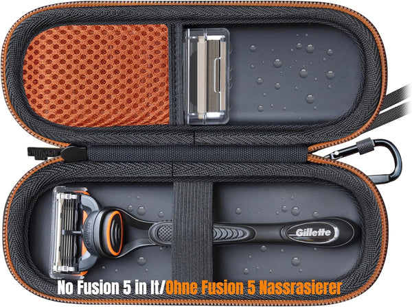 PU Case for Gilletteprogliderazor, Fusion 5 Wetrazor, and Mach3 Wetrazor, Portable Travel and Waterproof Case, Orange