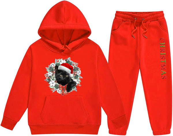 Christmas Reindeer Girls Hoodie Set Children S Two Piece Medium and Small Long Sleeved Sweatpants Christmas Blanket