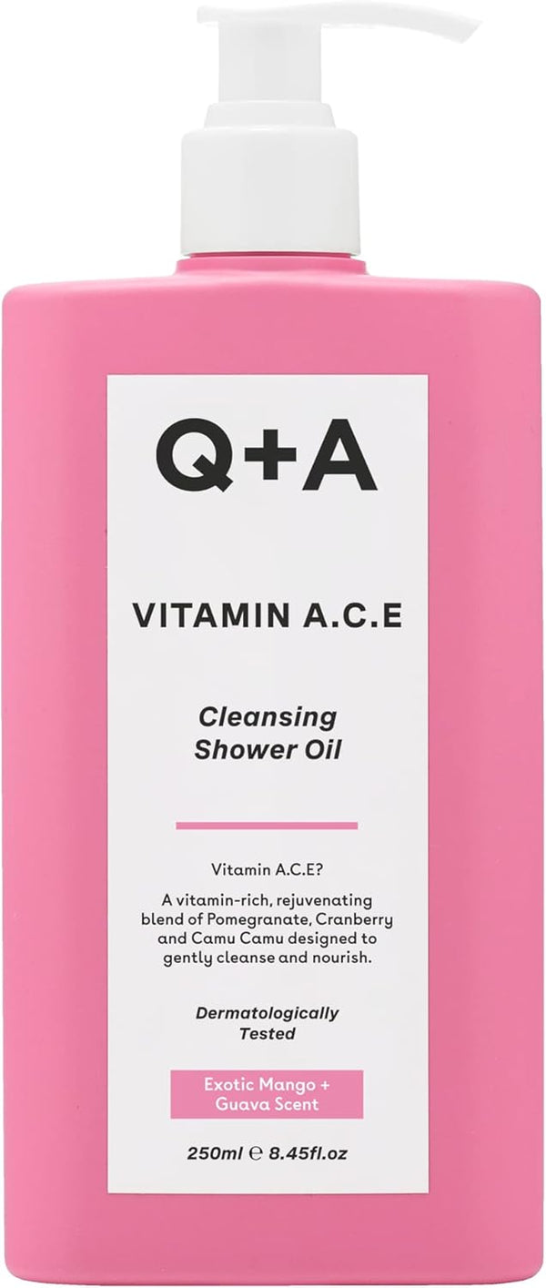 Vitamin A.C.E Cleansing Shower Oil (250Ml), Cleansing Oil Shower Gel Alternative, Body Care, Hydrating Body Wash with Berry & Sea Buckthorn Oils, Tropical Mango & Guava Scent, Moisturises, Soothes