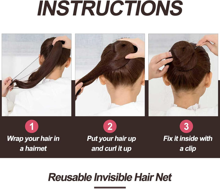 Invisible Hair Nets, 35 Pcs Brown Bun Nets for Girls, Reused Elastic Edge Mesh for Women Bun, Hair Bun Nets for Women Girls Ballet Dancer Catering