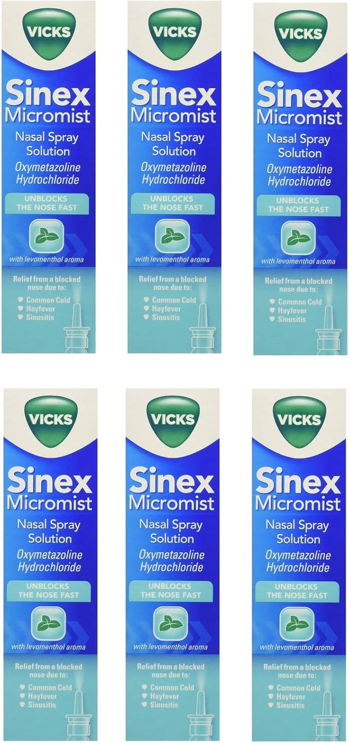 Sinex Hayfever & Common Cold Relief Spray Vicks Sinex Micromist Nasal Spray - 15Ml Pack of 6 Bundle Pack