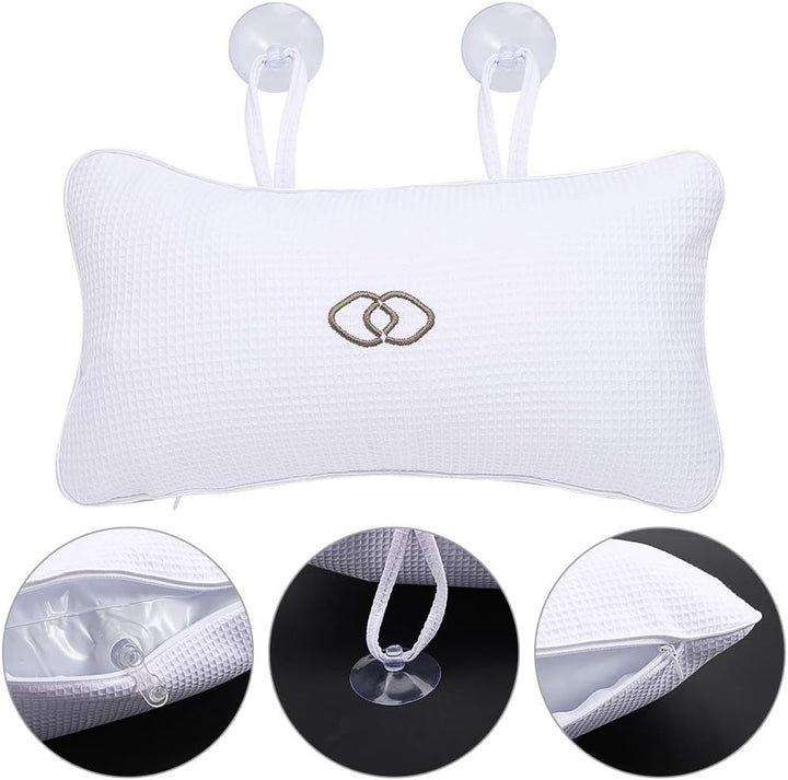 Anti-Slip Non-Slip Bathtub Pillow Bath Cushion Inflatable Bath Pillow with Suction Cups for Bathroom Home Spa Headrest