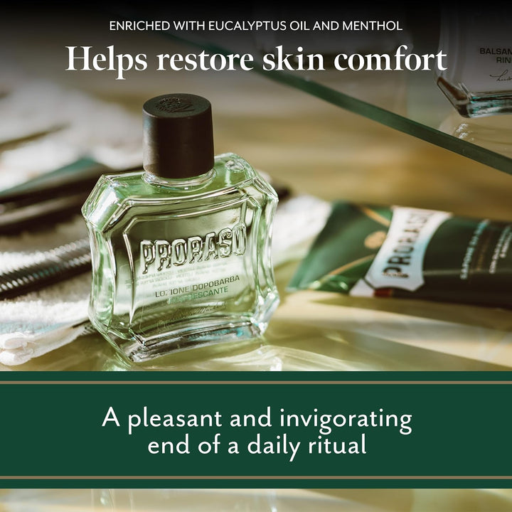 Aftershave Lotion Refreshing, 100Ml, Men'S Aftershave with Eucalyptus Oil & Menthol, Helps Restore Skin Comfort, Made in Italy