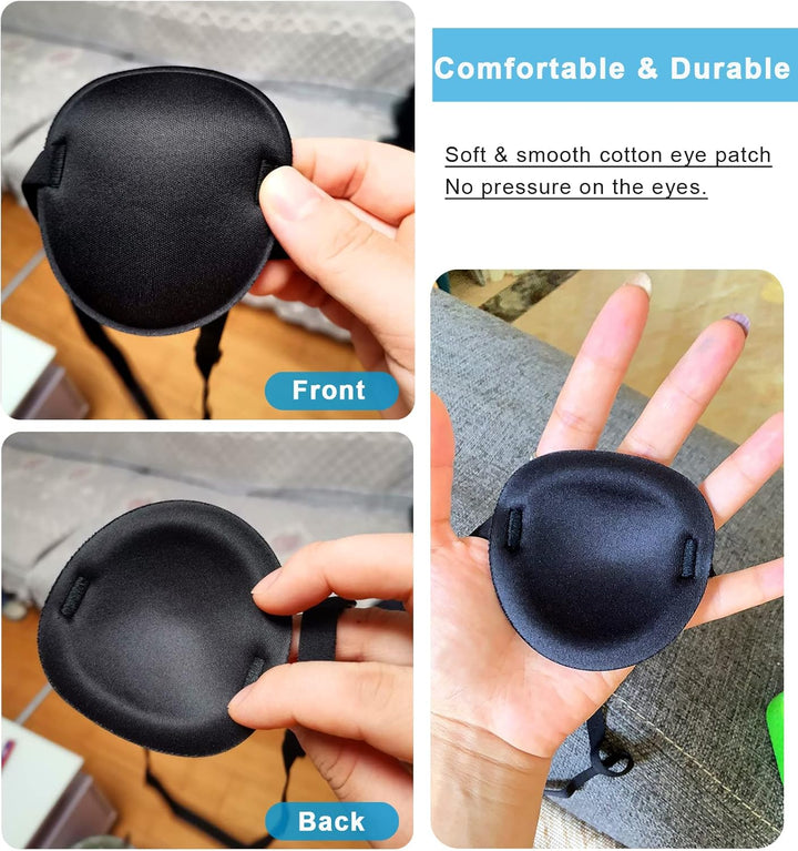2PCS Eye Patch, Adjustable Eye Patches, Medical Eye Patch, Amblyopia Lazy Eye Patches for Left or Right Eyes, Black