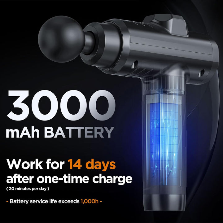 Massage Gun Deep Tissue, Portable Muscle Massage Device with 10 Massage Heads, 2025 Upgraded 30 Speeds Massager with LCD Touch Screen for Body Back Shoulder Muscle Relaxation