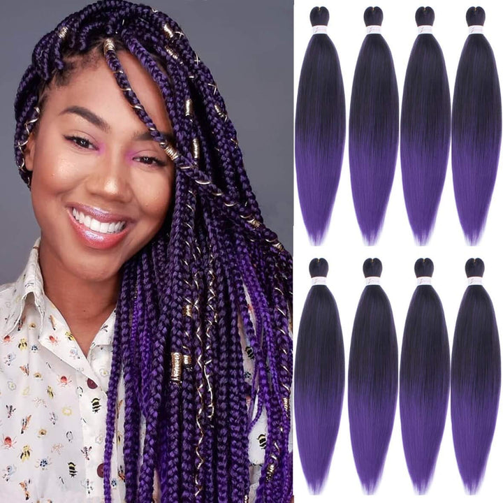 3 Packs Pre Stretched Braiding Hair Extension Yaki Texture EZ Braids Hair for Coi Leray Braids Black Braiding Crochet Hair Extensions /30 Inch 1B#