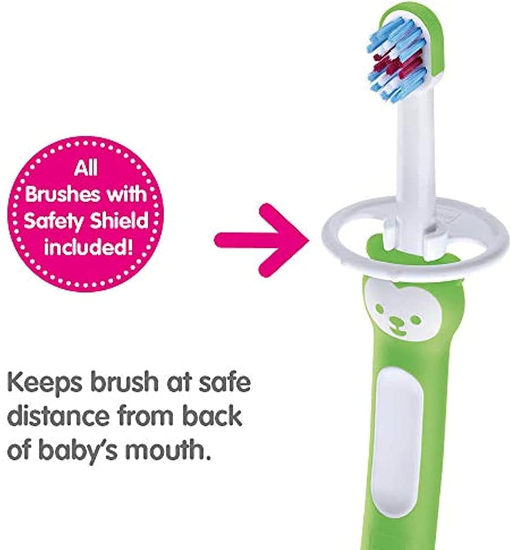 Baby'S Brush | 2 Pack | Toothbrush with Safety Shield | 6+ Months | for Teaching Dental Hygiene to Babies | Extra Soft Bristles | Ergonomic and Non-Slip | Pink