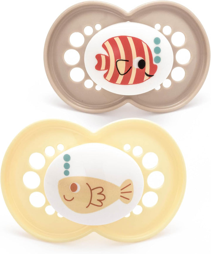 Original Soothers | 16 plus Months | Pack of 2 | Comes in Dummy Steriliser Box | Sustainable Materials | Baby Accessories | Blue (Various Designs)