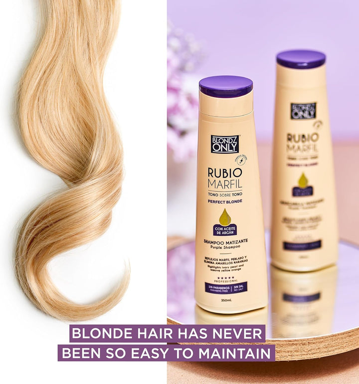 Hair Purple Toning Mask | Eliminates Brassiness | Neutralizes Yellow & Orange Tones | Rubio Marfil Blonde Pearl with Argan Oil Perfect Blonde (Beige) 11.8 Fluid Ounce (350 Ml)