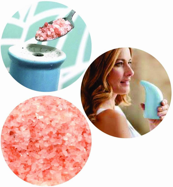 Himalayan Salt Inhaler, White Ceramic, with Pink Salt Crystals, Natural Respiratory Wellness, 200 Gram Salt Free Natural Respiratory Aid