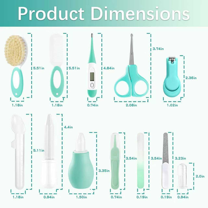 Baby Healthcare and Grooming Kit with Nail Clippers, Scissors, Infant Grooming Kit for Newborns (18 in 1, Green)
