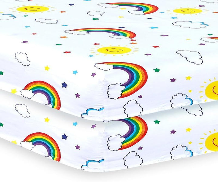 2 X Cot Bed Fitted Sheets, 60 X 120 Cm Easy Care Fine Quality Breathable Polycotton Cot Sheet (Sleeping Teddy-60 X 120Cm)