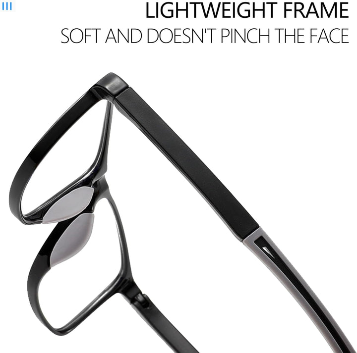 3 Pack Reading Glasses Men Sporty Blue Light Blocking Comfortable and Flexible Lightweight Readers
