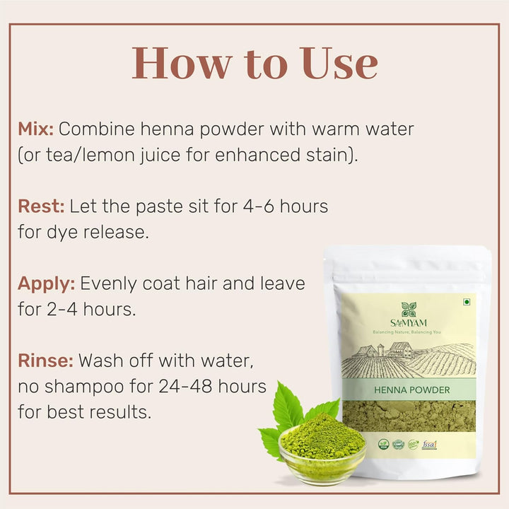 Pure Henna Powder - 500G Pack | Natural Hair Color, Triple Sifted Rajasthani Henna, PPD Free