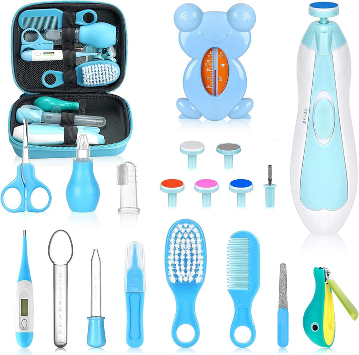 Baby Healthcare and Grooming Kit, 26 in 1 Portable Baby Safety Care Set with Hair Brush Comb Nasal Aspirator Electric Nail Trimmer Set Baby Essentials Kit for Newborn Boys Girls (Pink)