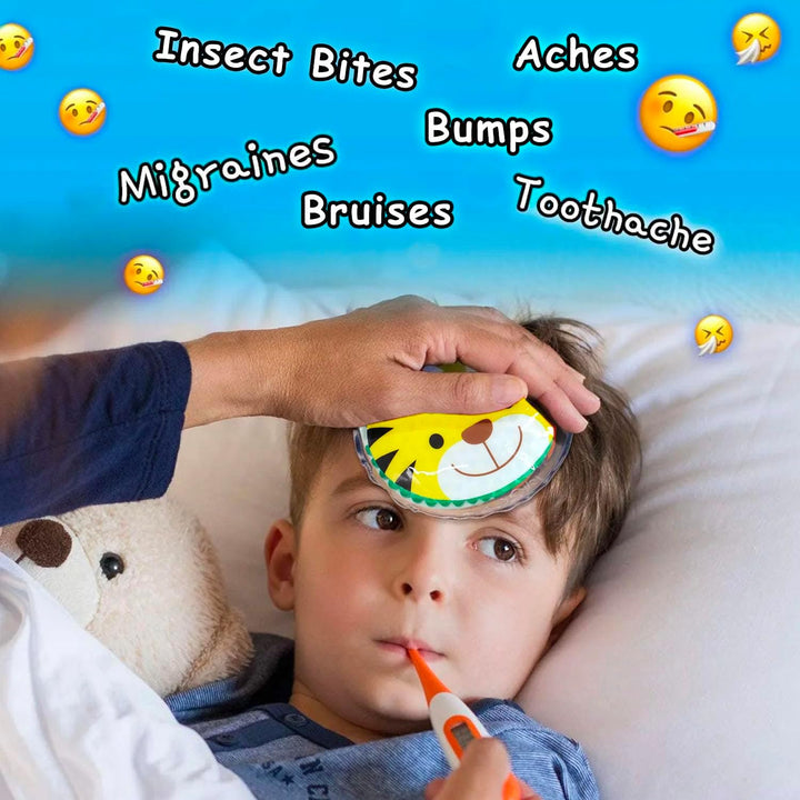 Reusable Soothing Kids Hot and Cold Gel Compress Ice Pack for Bruises and Bumps, Cool Packs for Injuries, First Aid, Pain Relief, Headache, Cuts & Insect Bites - 3 Cute Animal Packs