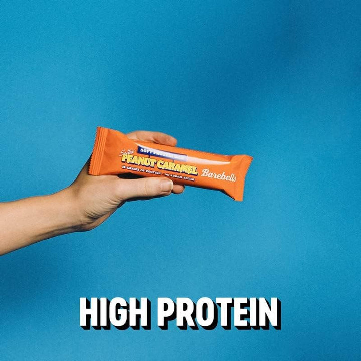 Soft Protein Bars | 16G Protein Healthy Snacks, Protein Snacks for Breakfast, Sugar Free Chocolate, Low Carb – 12 X 55G (Peanut Caramel)